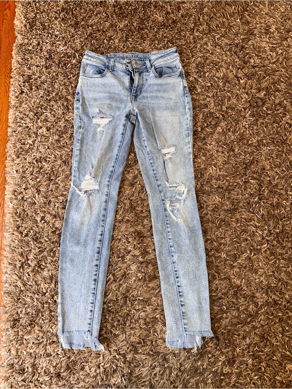 Maurices Light Blue Distressed Skinny Jeans